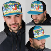 Polynesian Merry Christmas Mesh Trucker Cap Funny Santa Beach Tropical Plant and Turtle - Polynesian Pride