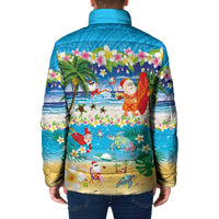 Polynesian Merry Christmas Padded Jacket Funny Santa Beach Tropical Plant and Turtle LT03 - Polynesian Pride