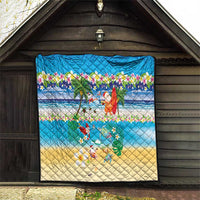Polynesian Merry Christmas Quilt Funny Santa Beach Tropical Plant and Turtle - Polynesian Pride
