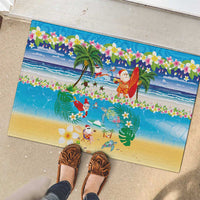 Polynesian Merry Christmas Rubber Doormat Funny Santa Beach Tropical Plant and Turtle LT03 - Polynesian Pride