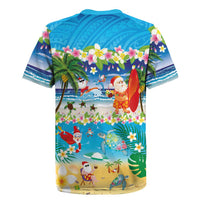 Polynesian Merry Christmas Rugby Jersey Funny Santa Beach Tropical Plant and Turtle LT03 - Polynesian Pride