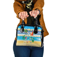 Polynesian Merry Christmas Shoulder Handbag Funny Santa Beach Tropical Plant and Turtle LT03 One Size Multicolor - Polynesian Pride