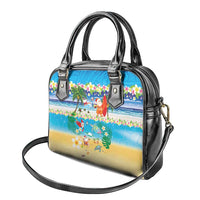 Polynesian Merry Christmas Shoulder Handbag Funny Santa Beach Tropical Plant and Turtle LT03 - Polynesian Pride
