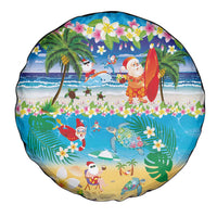Polynesian Merry Christmas Spare Tire Cover Funny Santa Beach Tropical Plant and Turtle - Polynesian Pride