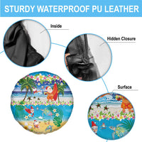 Polynesian Merry Christmas Spare Tire Cover Funny Santa Beach Tropical Plant and Turtle - Polynesian Pride