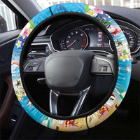 Polynesian Merry Christmas Steering Wheel Cover Funny Santa Beach Tropical Plant and Turtle LT03 - Polynesian Pride