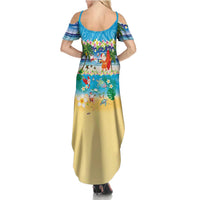 Polynesian Merry Christmas Summer Maxi Dress Funny Santa Beach Tropical Plant and Turtle LT03 - Polynesian Pride