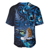 Aotearoa Matariki Baseball Jersey Maori Tribal with Silver Fern and Tui Bird Galaxy Style LT03 - Polynesian Pride