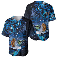 Aotearoa Matariki Baseball Jersey Maori Tribal with Silver Fern and Tui Bird Galaxy Style LT03 - Polynesian Pride