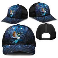 Aotearoa Matariki Baseball Net Cap Maori Tribal with Silver Fern and Tui Bird Galaxy Style LT03 - Polynesian Pride