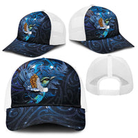 Aotearoa Matariki Baseball Net Cap Maori Tribal with Silver Fern and Tui Bird Galaxy Style LT03 - Polynesian Pride