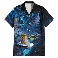Aotearoa Matariki Family Matching Long Sleeve Bodycon Dress and Hawaiian Shirt Maori Tribal with Silver Fern and Tui Bird Galaxy Style - Polynesian Pride