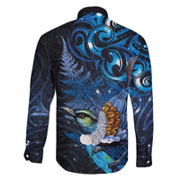 Aotearoa Matariki Family Matching Off Shoulder Maxi Dress and Hawaiian Shirt Maori Tribal with Silver Fern and Tui Bird Galaxy Style - Polynesian Pride