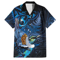 Aotearoa Matariki Family Matching Short Sleeve Bodycon Dress and Hawaiian Shirt Maori Tribal with Silver Fern and Tui Bird Galaxy Style - Polynesian Pride