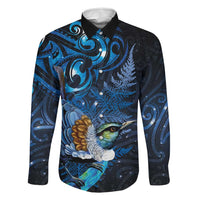 Aotearoa Matariki Family Matching Summer Maxi Dress and Hawaiian Shirt Maori Tribal with Silver Fern and Tui Bird Galaxy Style - Polynesian Pride