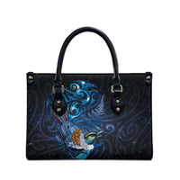 Aotearoa Matariki Leather Bag Maori Tribal with Silver Fern and Tui Bird Galaxy Style - Polynesian Pride