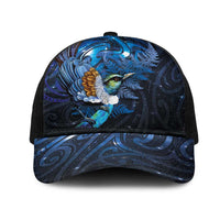 Aotearoa Matariki Mesh Trucker Cap Maori Tribal with Silver Fern and Tui Bird Galaxy Style LT03 One Size Black Navy - Polynesian Pride
