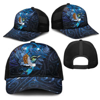 Aotearoa Matariki Mesh Trucker Cap Maori Tribal with Silver Fern and Tui Bird Galaxy Style LT03 - Polynesian Pride