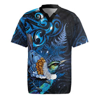 Aotearoa Matariki Rugby Jersey Maori Tribal with Silver Fern and Tui Bird Galaxy Style LT03 Navy - Polynesian Pride