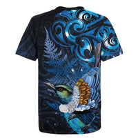 Aotearoa Matariki Rugby Jersey Maori Tribal with Silver Fern and Tui Bird Galaxy Style - Polynesian Pride