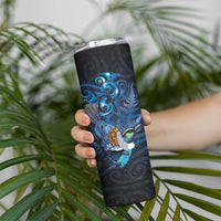 Aotearoa Matariki Skinny Tumbler Maori Tribal with Silver Fern and Tui Bird Galaxy Style - Polynesian Pride