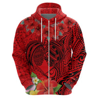 Personalised Hawaii Valentine Day Hoodie Couple Love Heart mix Hibiscus and Polynesian Tattoo LT03 - Polynesian Pride