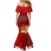 Personalised Hawaii Valentine Day Mermaid Dress Couple Love Heart mix Hibiscus and Polynesian Tattoo LT03 - Polynesian Pride