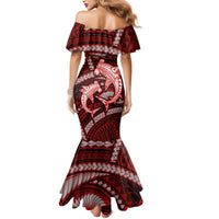 Polynesian Shark Valentine Day Mermaid Dress Hibiscus and Tribal Tattoo Red Style LT03 - Polynesian Pride