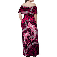 Polynesian Shark Valentine Day Family Matching Off Shoulder Maxi Dress and Hawaiian Shirt Hibiscus and Tribal Tattoo Pink Style LT03 - Polynesian Pride