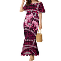Polynesian Shark Valentine Day Mermaid Dress Hibiscus and Tribal Tattoo Pink Style LT03 Women Pink - Polynesian Pride