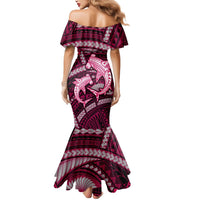 Polynesian Shark Valentine Day Mermaid Dress Hibiscus and Tribal Tattoo Pink Style LT03 - Polynesian Pride
