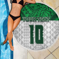 Custom Hawaii Volleyball-Kakau Motif Green Color Beach Blanket