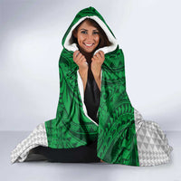 Custom Hawaii Volleyball-Kakau Motif Green Color Hooded Blanket