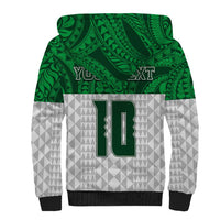 Custom Hawaii Volleyball-Kakau Motif Green Color Sherpa Hoodie LT03 - Polynesian Pride