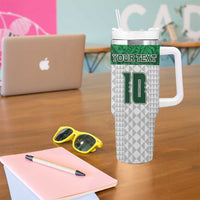 Custom Hawaii Volleyball-Kakau Motif Green Color Tumbler With Handle