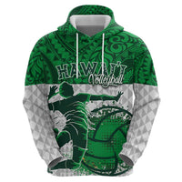 Custom Hawaii Volleyball-Kakau Motif Green Color Zip Hoodie