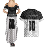 Custom Hawaii Volleyball-Kakau Motif Grayscale Color Couples Matching Summer Maxi Dress and Hawaiian Shirt