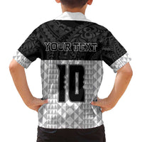 Custom Hawaii Volleyball-Kakau Motif Grayscale Color Family Matching Long Sleeve Bodycon Dress and Hawaiian Shirt