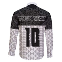 Custom Hawaii Volleyball-Kakau Motif Grayscale Color Family Matching Long Sleeve Bodycon Dress and Hawaiian Shirt