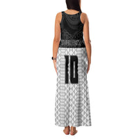 Custom Hawaii Volleyball-Kakau Motif Grayscale Color Family Matching Tank Maxi Dress and Hawaiian Shirt