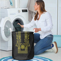 Philippines Barong Style Laundry Basket with Polynesian Art and Leaf Motif Black-Gold Color LT03 - Polynesian Pride