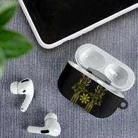 Philippines Barong Style AirPods Case with Polynesian Art and Leaf Motif Black-Gold Color LT03 - Polynesian Pride