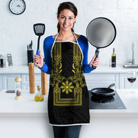 Philippines Barong Style Apron with Polynesian Art and Leaf Motif Black-Gold Color LT03 - Polynesian Pride