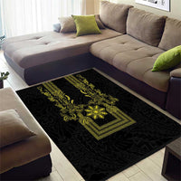 Philippines Barong Style Area Rug with Polynesian Art and Leaf Motif Black-Gold Color LT03 - Polynesian Pride