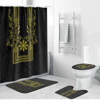 Philippines Barong Style Bathroom Set with Polynesian Art and Leaf Motif Black-Gold Color LT03 Bathroom Set (4 pcs) Black - Polynesian Pride