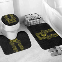 Philippines Barong Style Bathroom Set with Polynesian Art and Leaf Motif Black-Gold Color LT03 Mat Set Only (3 pcs) One Size Black - Polynesian Pride