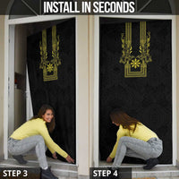 Philippines Barong Style Door Cover with Polynesian Art and Leaf Motif Black-Gold Color LT03 - Polynesian Pride