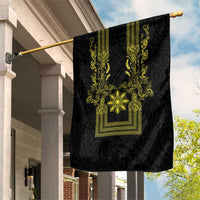 Philippines Barong Style Garden Flag with Polynesian Art and Leaf Motif Black-Gold Color LT03 House Flag Black - Polynesian Pride