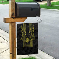 Philippines Barong Style Garden Flag with Polynesian Art and Leaf Motif Black-Gold Color LT03 - Polynesian Pride