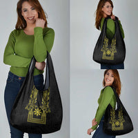 Philippines Barong Style Grocery Bag with Polynesian Art and Leaf Motif Black-Gold Color LT03 - Polynesian Pride